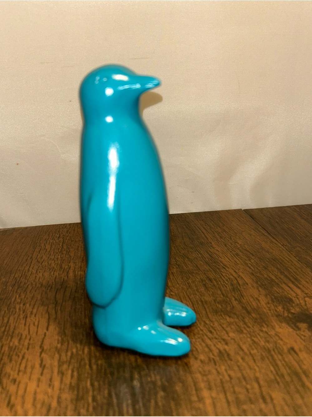 Stoneware Teal Blue Penguin Figurine Art Pottery 6.5” Ceramic